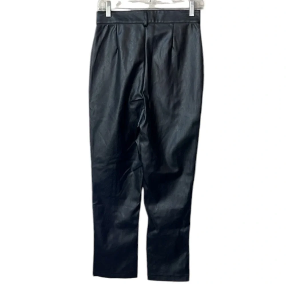 Wildfox Princess Seams Faux Leather Split Hem Pants Size S In Black Beauty